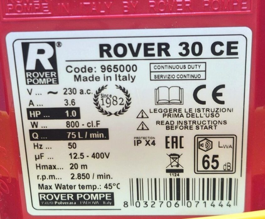 Bomba Rover Pompe ROVER 30 CE