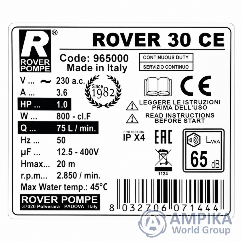 Bomba Rover Pompe ROVER 30 CE