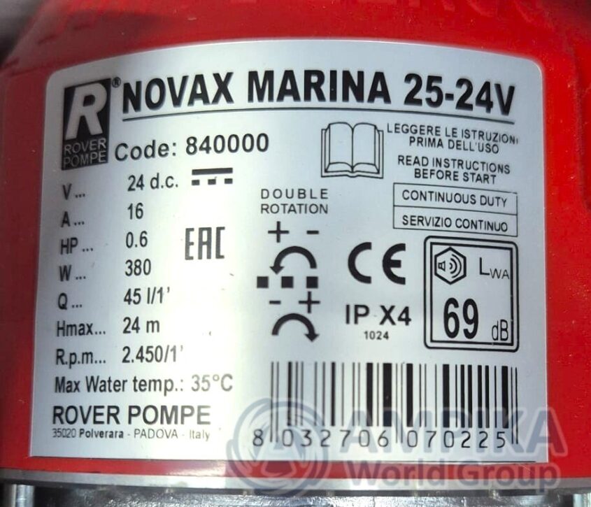 Bomba Rover Pompe MARINA 25 NOVAX 24 V
