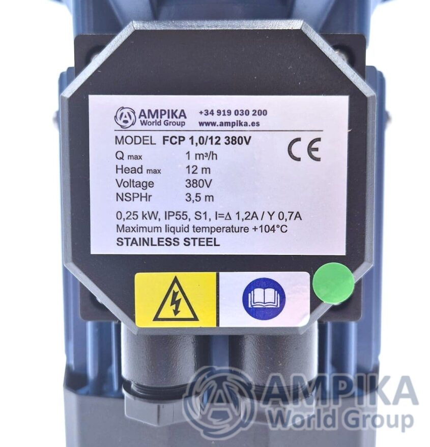 Bomba alimentaria de acero inoxidable Ampika FCP 1,0/12 380V