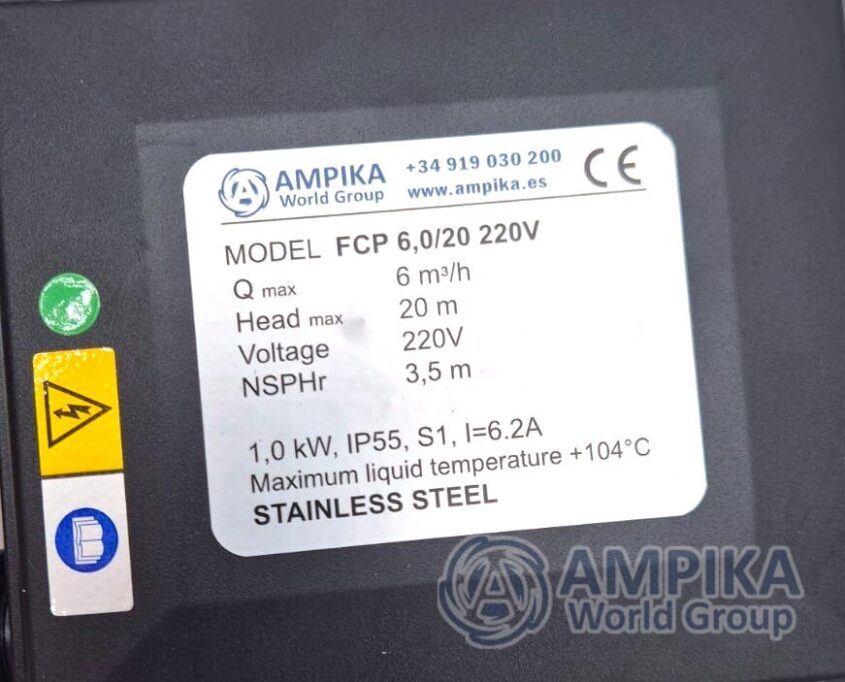 Bomba alimentaria de acero inoxidable Ampika FCP 3,0/20 220V