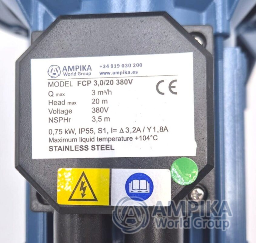 Bomba alimentaria de acero inoxidable Ampika FCP 3,0/20 380V