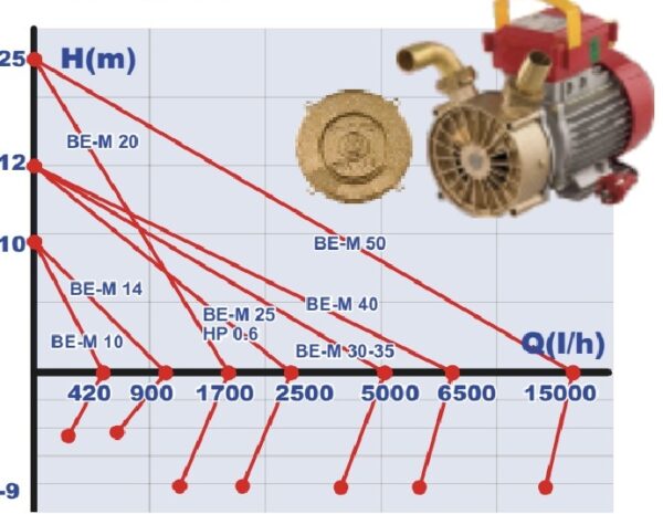 Bomba Rover Pompe BE-M Curva de rendimiento