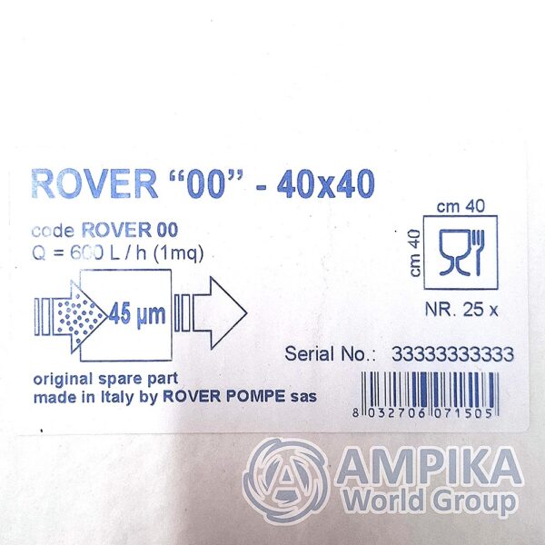Filtros de cartón Rover Pompe 40x40 (ROVER 00)