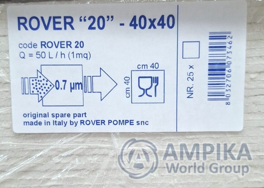 Filtros de cartón Rover Pompe 40x40 (ROVER 20)