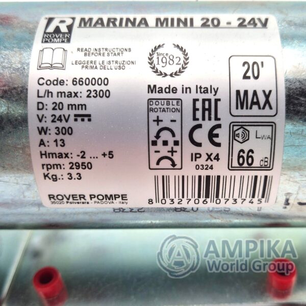 Bomba Rover Pompe MARINA MINI 20 - 24 V