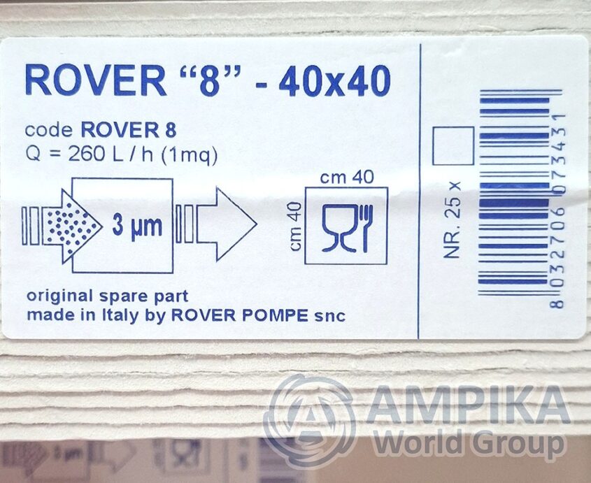 Filtros de cartón Rover Pompe 40x40 (ROVER 8)