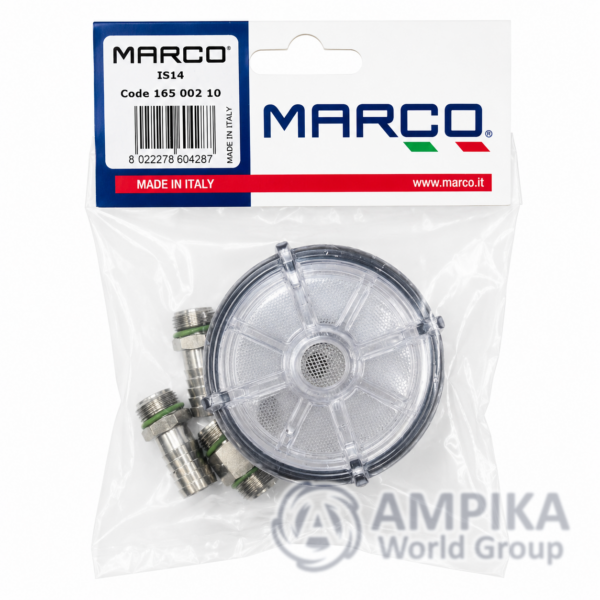 Filtro en línea Marco IS14 para tubo Ø14 mm, junta FKM, conexiones de acero inoxidable