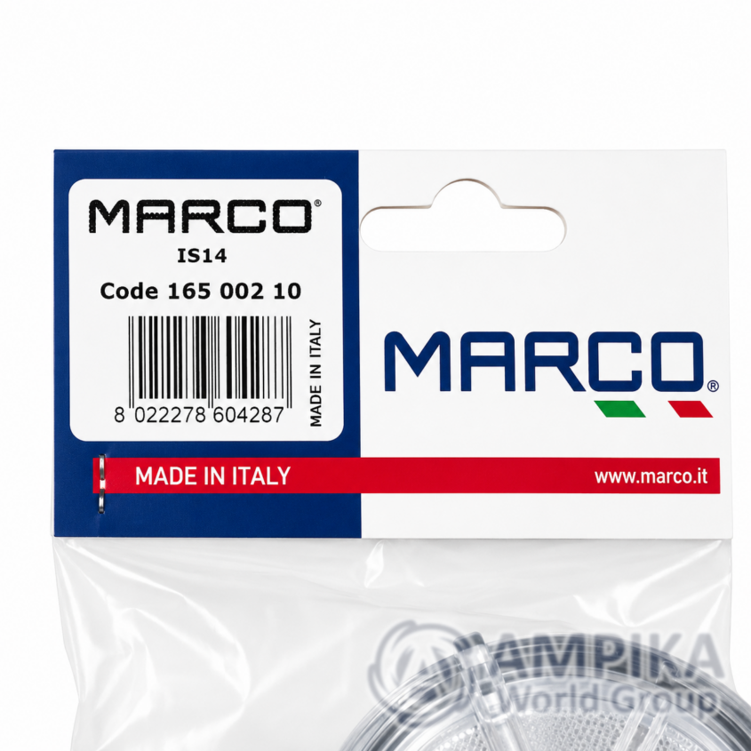 Filtro en línea Marco IS14 para tubo Ø14 mm, junta FKM, conexiones de acero inoxidable