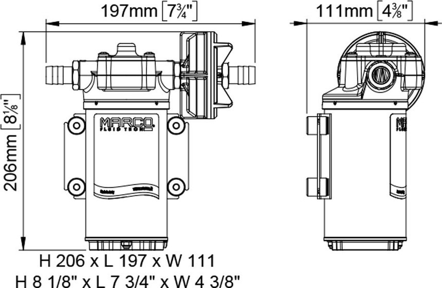 dimensiones MARCO UP6-P PEEK Ampika WG